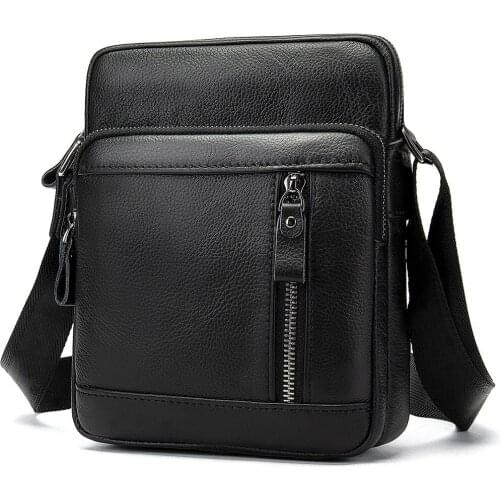 New Arrival Genuine Cow Leather Mens Crossbody Bags Casual Fashion Brand Designer Shoulder Messenger Bag Small Business Bags