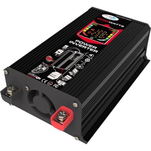 New Car Conversion Inverter LED Display Dual USB Black/Yellow 6000W Inverter 12V-220V Multiple Protection