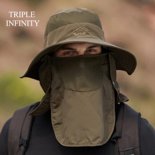 Fashion Summer Men Hats Wide Brim Male Large Bucket Hat Foldable Breathable Anti UV Beach Hiking Fishing Sun Bob Hat Cowboy Cap