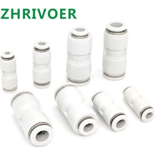 4 6 8 10 12 14 16mm Tube Straight Push in Pneumatic Connector One Touch Union Quick Fittings White Air Water Tube Fittings