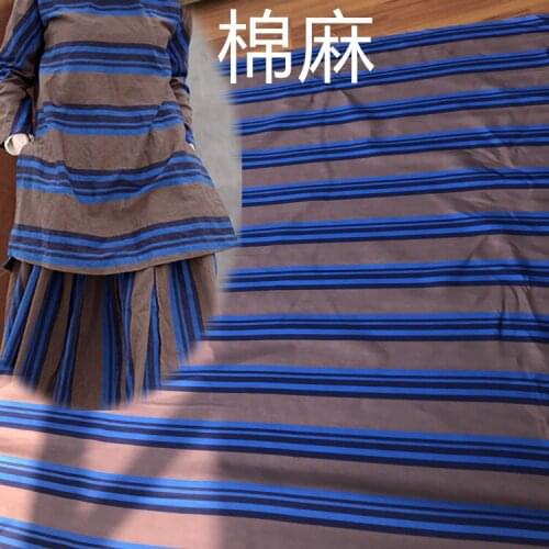 Stripe High Quality Cotton And Linen Printed Fabric For Sewing Cloth Dresses Robe Summer Thin DIY Handmade Designer