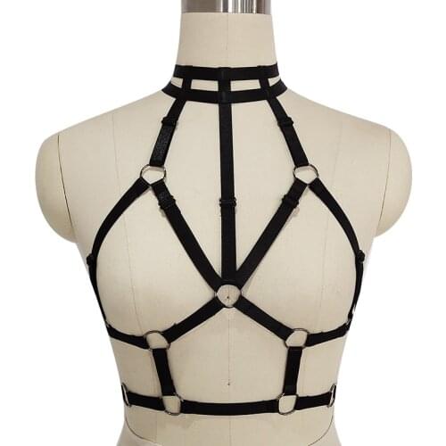 Body Harness Original Design Black Body Harness Bra Kawaii Open Chest Bondage Body Cage Pastel Gothic Body Harness Belt