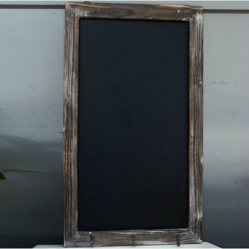 Handmade rectangle retro vintage wood chalkboard with 3 hooks