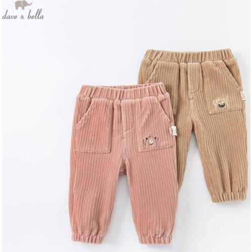DBW19309 dave bella autumn baby unisex fashion cartoon pants children full length kids girls boys pants infant toddler trousers