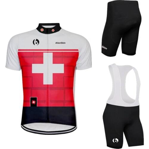 Switzerland Breathable Men Cycling Tops Clothing Set Spring Summer Short Sleeve Bike Wear Suit Ropa Ciclismo Bicycle Jersey