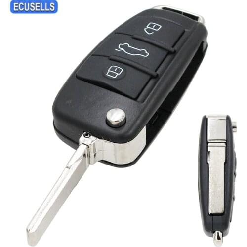 3 Button Folding Flip Remote Key Shell Case Smart Car Key Housing for Audi A3 A4 A6 A6L A8 TT Quattro Q7 S6 with Uncut Blade