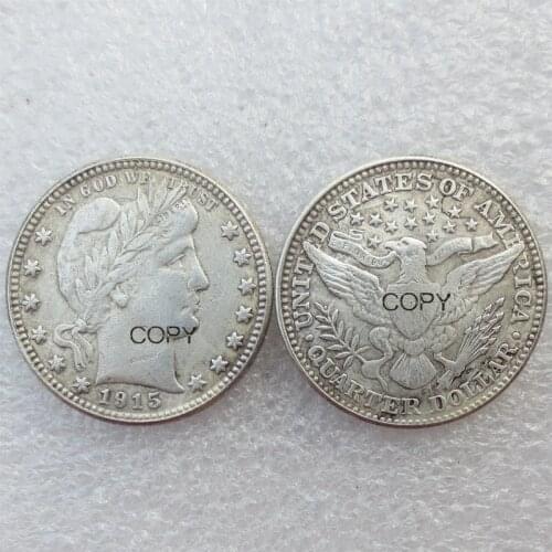 USA Barber Quarter Dollars 1915 1915-D 1915-S Different Mint Silver Plated Copy Coin
