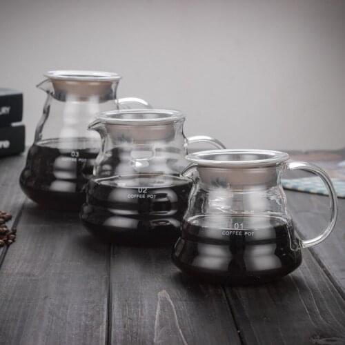Pour Over Glass Range Coffee Server 360ml 600ml 800ml Carafe Drip Coffee Pot Coffee Kettle Brewer Barista Percolator Clear