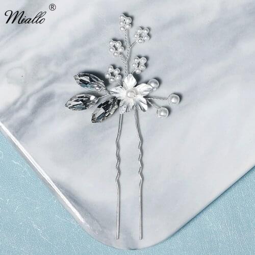 Miallo Pearl Bridal Wedding Hair Accessories Silver Color Hair Pins Forks for Women Party Bride Headpiece Bridesmaid Gift