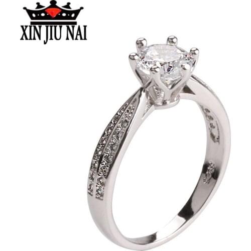 925 sterling silver Classic Six-claw 1-Carat Simulated Ring Lady Zircon Diamond Ring Marriage Micro-inlaid Zircon Jewelry