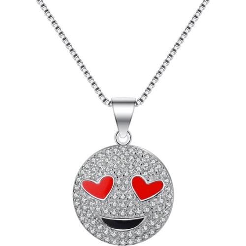 925 sterling silver couple round full diamond love peach heart estrus eye pendant funny crystal zircon female clavicle necklace