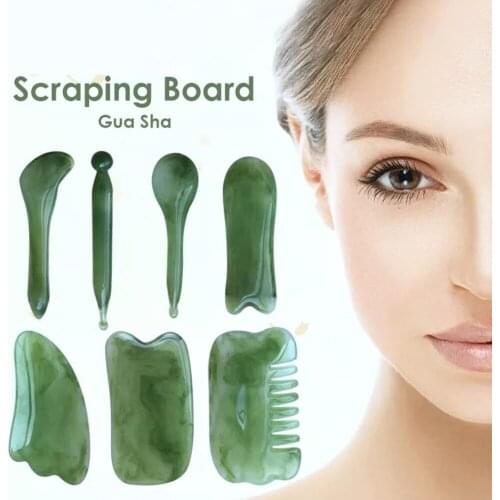 1Pc Gua Sha Massage Scraping Board Natural Resin Green Face Body SPA Skin Lifting Beauty Massage Relaxation Health Care Tool