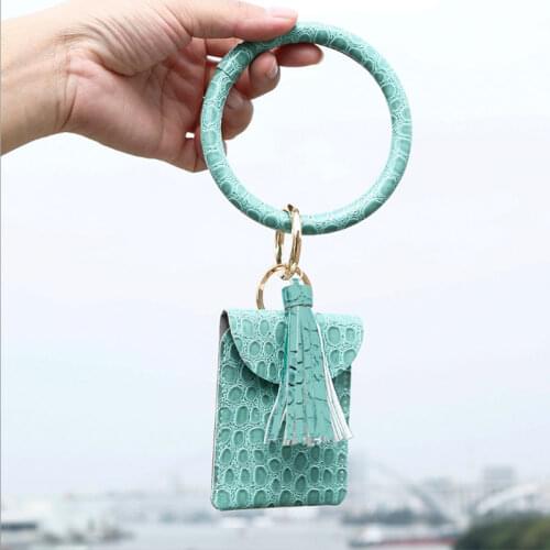 2020 New Style Card Holder Purse PU Leather Bracelet Keychain Crocodile Pattern Wallet Coin Bag With Tassels Keyring Pendant
