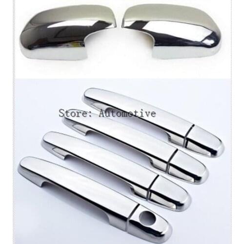 2in1 Chrome Side Wing Rearview Mirror Door Handle Cover For Toyota RAV4 2009 2010 2011 2012 Trim Molding Overlay 2008 2007 2006