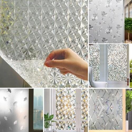 3D Electrostatic No Glue Window Film Privacy Heat Insulation Vinyl Decorative Film Length 100cm