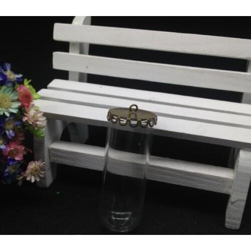 5sets/lot 50*18 Clear tube glass globe charm lace base glass wish bottle cover cloche vial pendant diy necklace jewelry finding