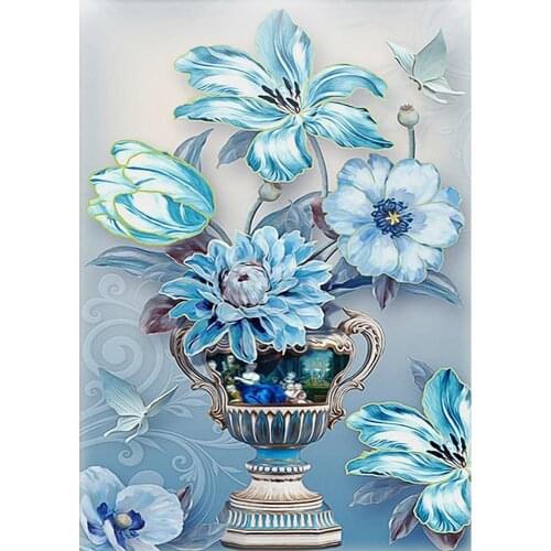 5D DIY Diamond Painting Blue flowers bouquet Full Drill Embroidery Cross Stitch Mosaic Craft Kits home Decor Christmas Gift