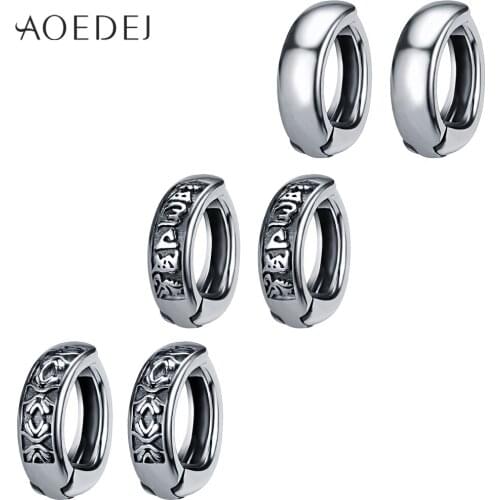 AOEDEJ Punk Hoop Earrings No Piercing 316L Stainless Steel Earrings for Men Hip Hop Ear Round Hoops Biker Jewelry Accessories