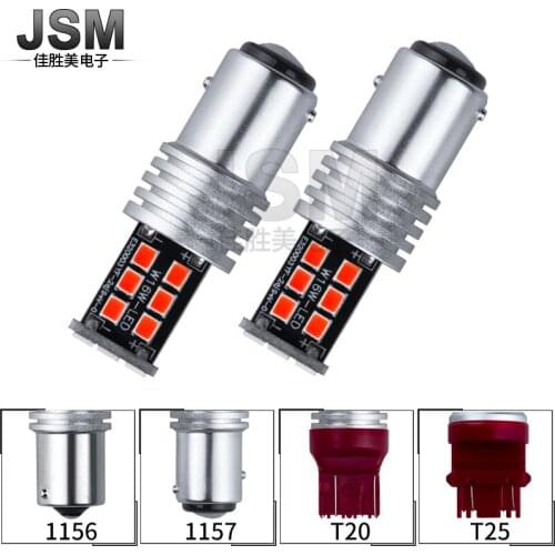 Automobile Led Brake Light 1157 15smd 2835 Reversing Lamp 1156 Decoding Tail Light T20 Rear Fog Lamp W21w Car Accessories