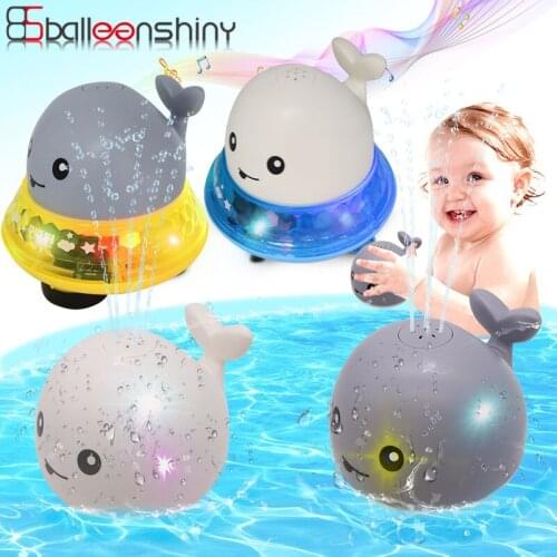 Balleenshiny Bath Toys Induction Water Jet Small Whale Toy Light Music Electric Creative Water Spray Bath Toy Gift For Child