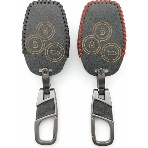 Soft Texture 100% Leather Car Key Chain Key Cover for Renault / Opel Vivaro Movano Car Shield 3 Button Car Remote Key Box