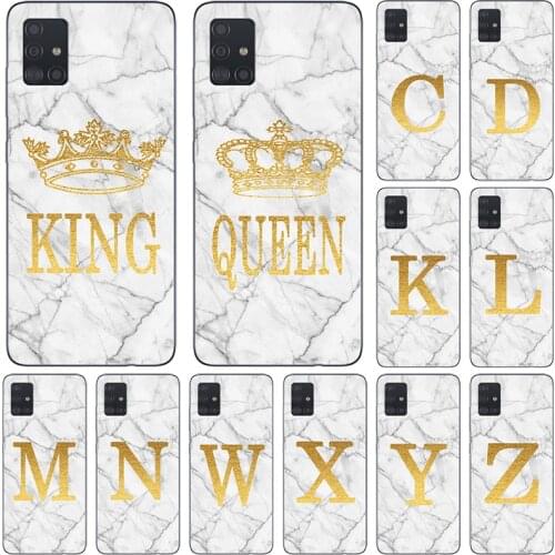 Phone case for Samsung Galaxy A32 5G A12 M12 M02 M02S A02 A02S White Marble Golden English Letter Fashion Name Back Cover