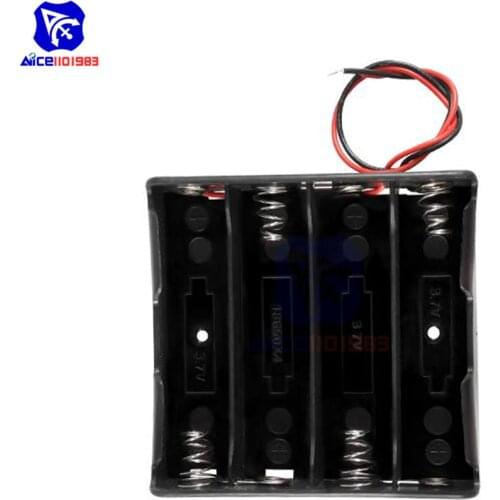 Diymore 18650 Battery Holder with Lead Wire 4 Slot 3.7V Lithium Battery Storage Box Case