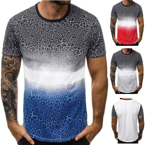 Hot Slae Mens T-shirt Summer Digital 3d Printing Gradient Fashion T-shirt Mens Casual Sports T-shirt