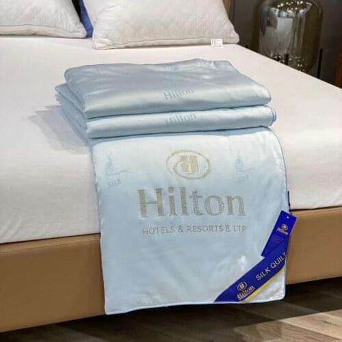Hot Hilton Silk Summer Quilt Hotel Air Conditioning Skin-friendly Silk Quilt Core Washing home thin Comforter Queen Size bedding