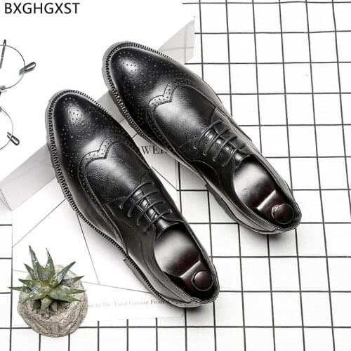 Italian Business Shoes Men Brogues Men Dress Shoes Leather Brand Oxford Official Shoes for Men 2021 Chaussure De Homme Zapatos