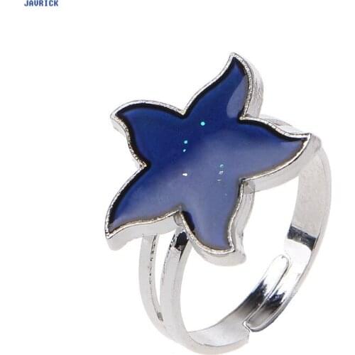 JAVRICK Cartoon Sea Starfish Mood Ring Temperature Emotion Feeling Rings For Women Kids