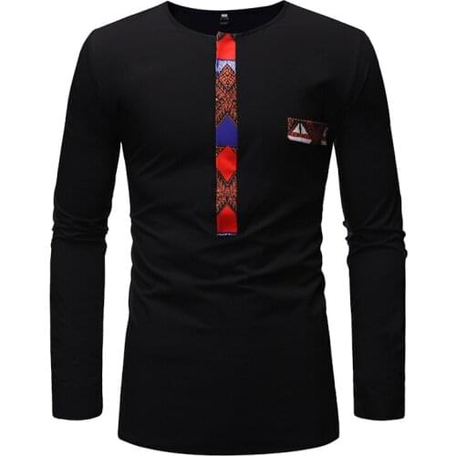 Patchwork African Dashiki Print Shirt Men 2020 Brand Slim Fit Long Sleeve African Clothes Men Hiphop Streetwear African Clothing