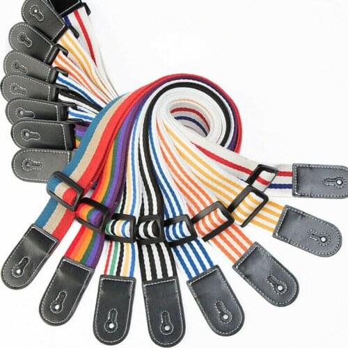 Lots of 8pcs Ukulele Straps Colorful Stripes Cotton w/ PU Leather Head 8 Colors