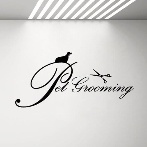 Pet Grooming Logo Sign Wall Window Decal Pet Care Shop Room Decoration Cat Dog Wall Stickers Waterproof G326