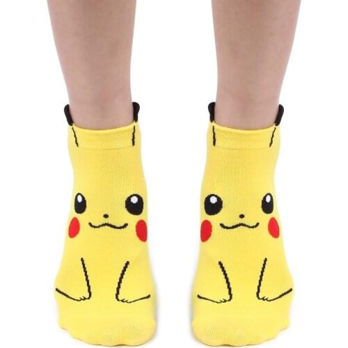 Pokemon Pikachu Charmander Squirtle Boy Long Groups Short Socks Candy Color Cotton Adorable Full Print Cartoon Invisible Socksks