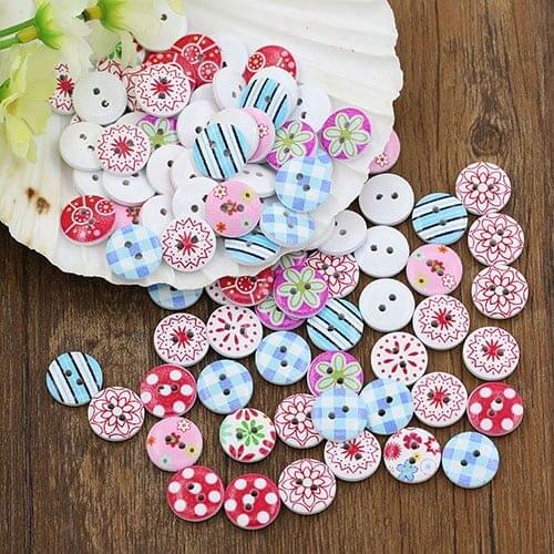 New 2016 100x Circular Mix Wooden Painting Buttons Craft Scrapbook Sewing Cardmaking DIY
