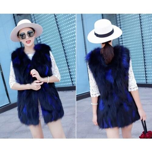 New real genuine natural fox Fur vest Womens Winter Warm Jacket gilet custom any size Free shipping