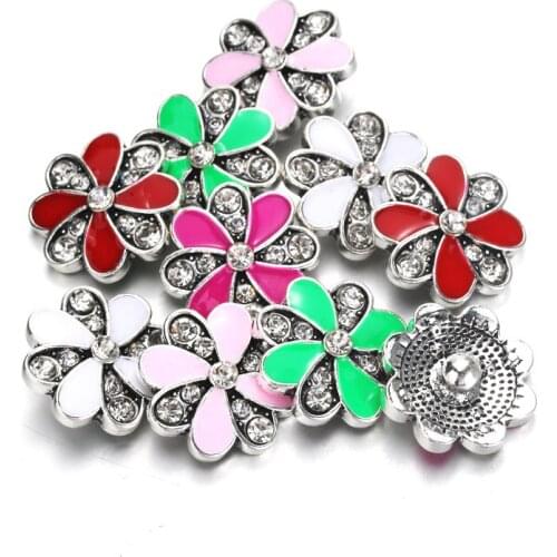 New Arrival Five colors 18-20mm Metal Snap Jewelry Flower Snap Button fit Snap Bracelets Bangles snaps Women Jewelry wholesale