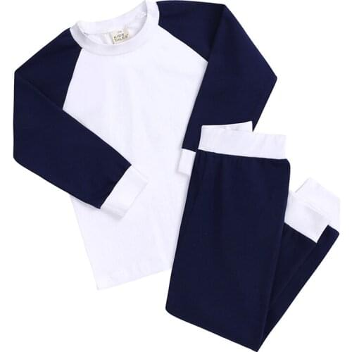 2021 New Style Tracksuit Set For Children Clothing Sets Baby Boy Girls Clothes Contrast Color Top+Pants Pajama Sports Body Suit