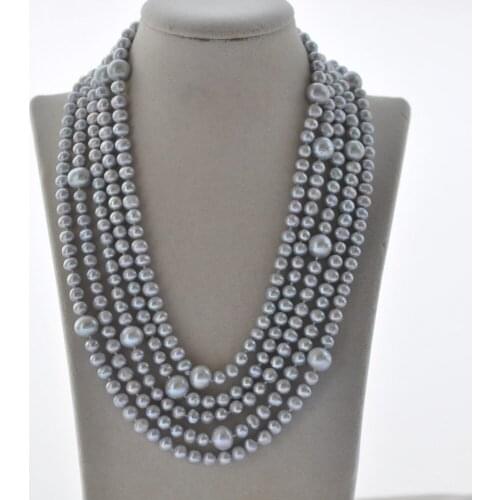 MCT·STAR Z10578 50"-100" 12mm Gray Round Freshwater Pearl Necklace