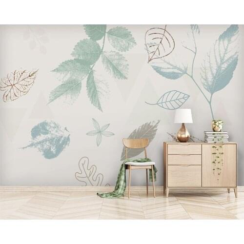Custom Modern hand drawn leaves abstract wallpaper papel de parede living room bedroom tv sofa wall bathroom 3d wallpaper murals