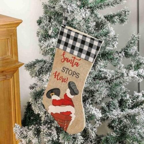 Hot Christmas Stockings Large Xmas Stockings Decorations Santa Stops Here for Xmas Holiday Party Home Decoration Gifts