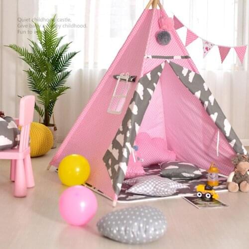 Portable Childrens Tents Tipi Play House Kids Cotton Canvas Indian Play Tent Child Little Teepee Room Decoration