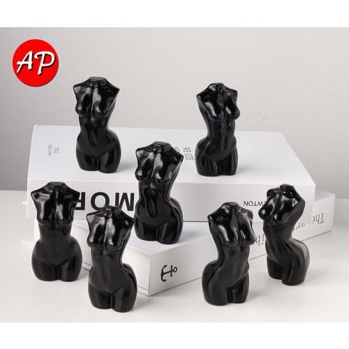 1pc Natural Obsidian Crystal Carved Woman Torso Black Quartz Goddess Statue Figurine Chakra Healing Gemstone Decor Quartz