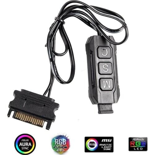 RGB Controller Cable PC 5V 12V ARGB CPU Case Cool Fan LED Light Strip Lamp 1 Pcs