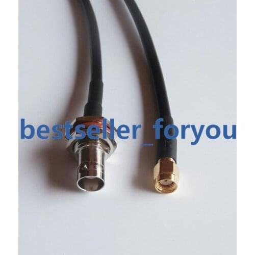RPSMA Male To Connector BNC Female Nut RF Coax Cable Adapter RG58 For BaoFeng 100cm