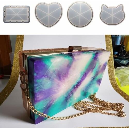 DIY Handmade Ladies Satchel Bag Silicone Mould for Making Chain Clear Crystal Bag Dynamic Liquid Quicksand Bag Molds Resin Craft