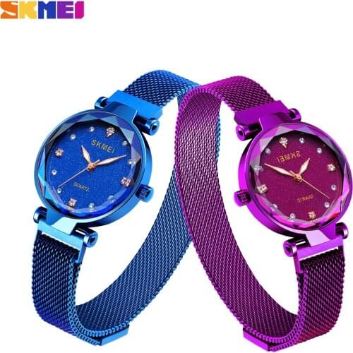 SKMEI Women Quartz Watches Top Brand Luxury Casual Stainless Steel Strap Ladies Clock Waterproof Wristwatches relogio feminino