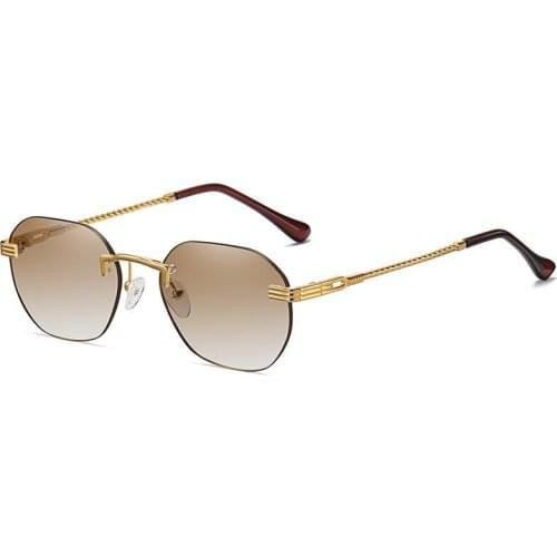 Elbru Metal Frameless Gradient Color Sunglasses Fashion Small Frame Shading and Eye Protection Comfortable Sunglasses UV400
