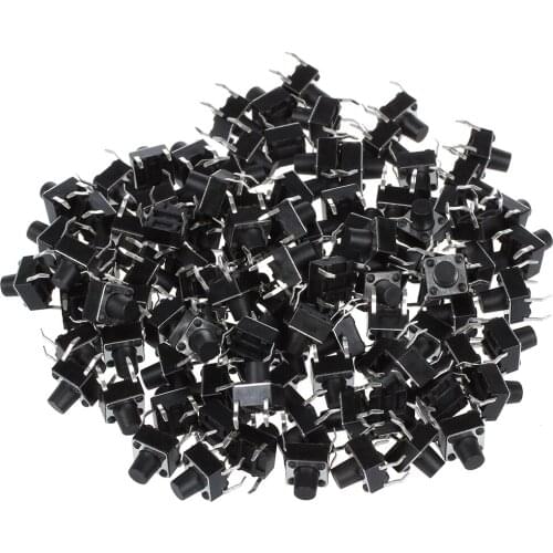 SPOR SODIAL(R) 100 Pcs 6x6x7mm Momentary Tactile Tact Push Button Switch 4 Pin DIP Through Hole